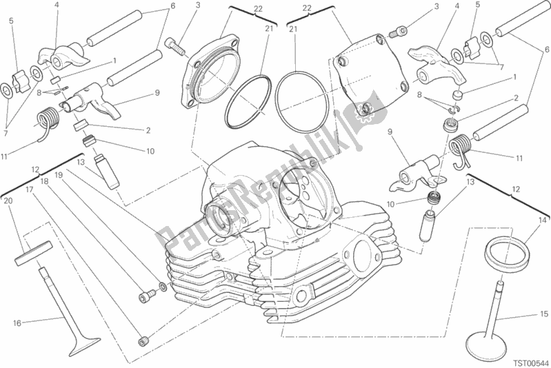 Todas as partes de Cabeça Vertical do Ducati Scrambler Brazil Special Edition 1100 2018